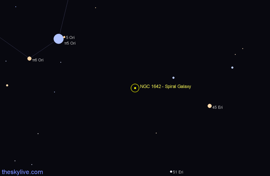 Finder chart NGC 1642 - Spiral Galaxy in Orion star
