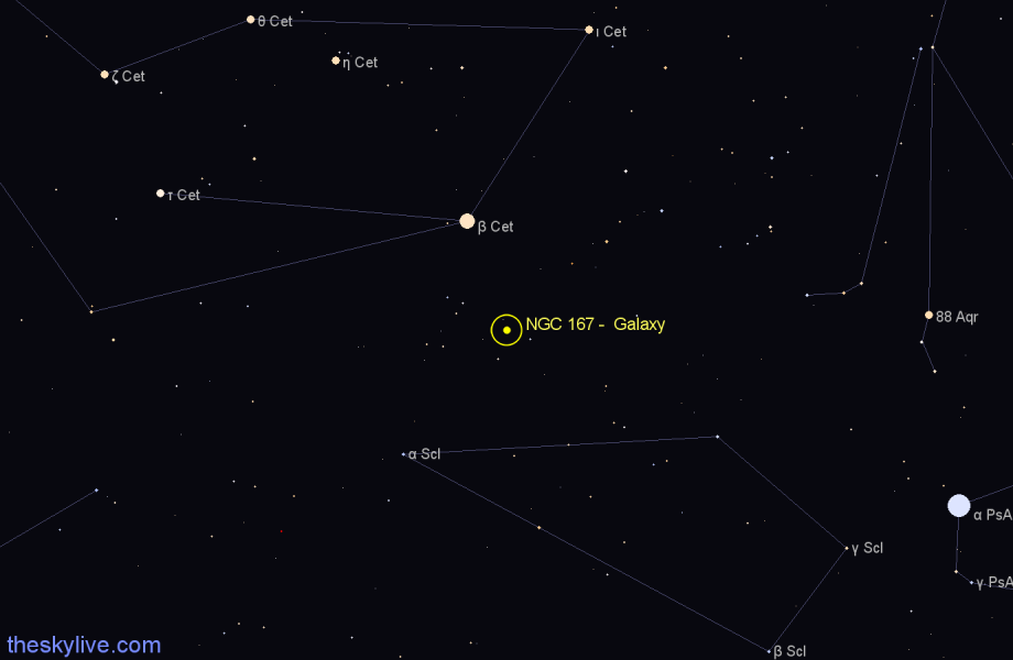 Finder chart NGC 167 -  Galaxy in Cetus star