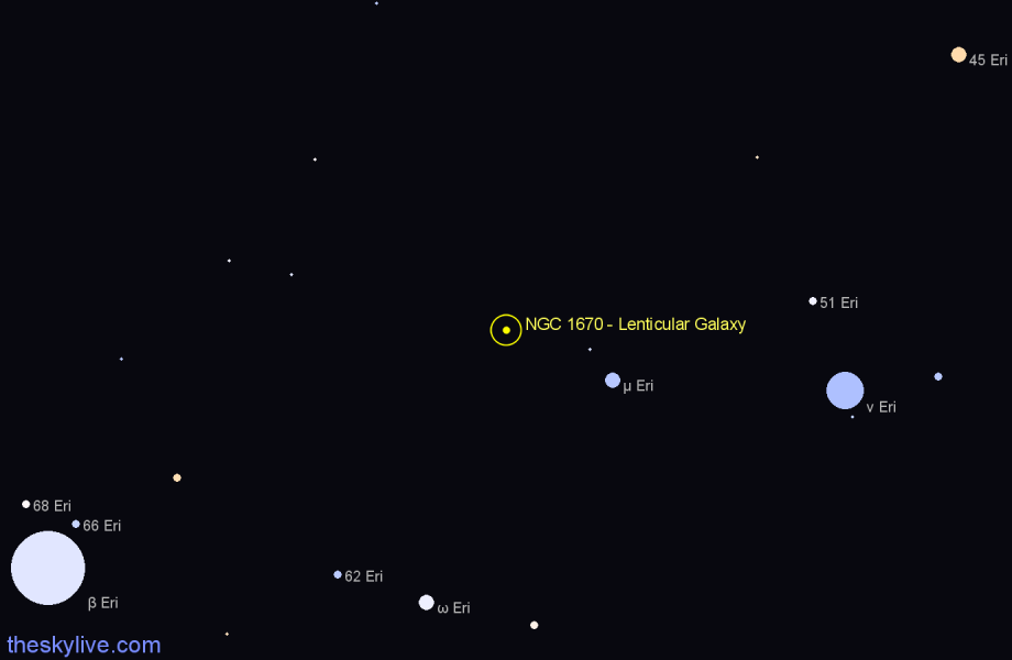 Finder chart NGC 1670 - Lenticular Galaxy in Orion star