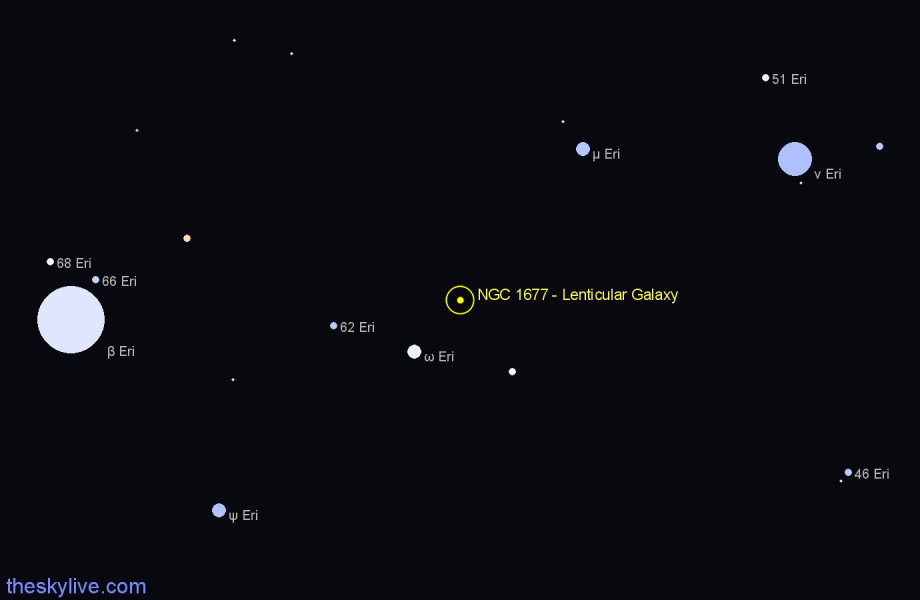 Finder chart NGC 1677 - Lenticular Galaxy in Eridanus star