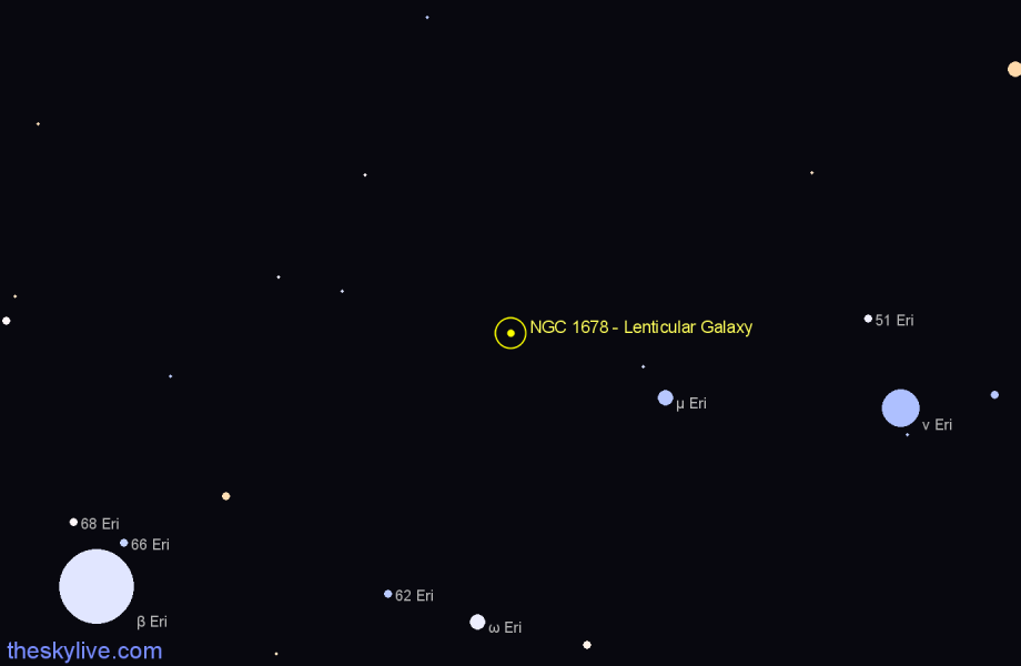 Finder chart NGC 1678 - Lenticular Galaxy in Orion star