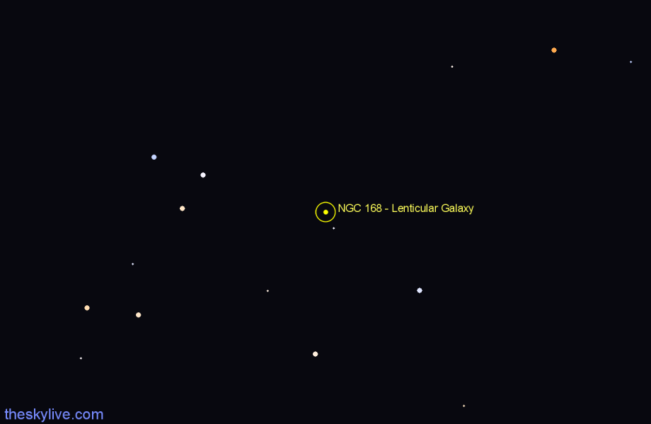 Finder chart NGC 168 - Lenticular Galaxy in Cetus star