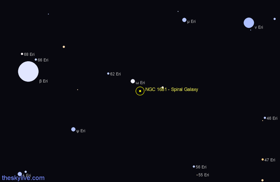 Finder chart NGC 1681 - Spiral Galaxy in Eridanus star