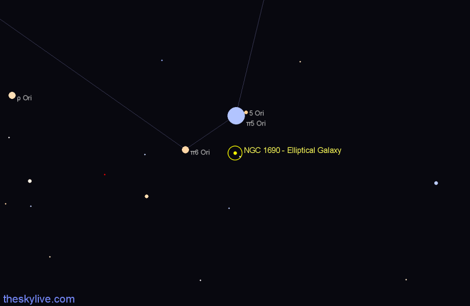 Finder chart NGC 1690 - Elliptical Galaxy in Orion star