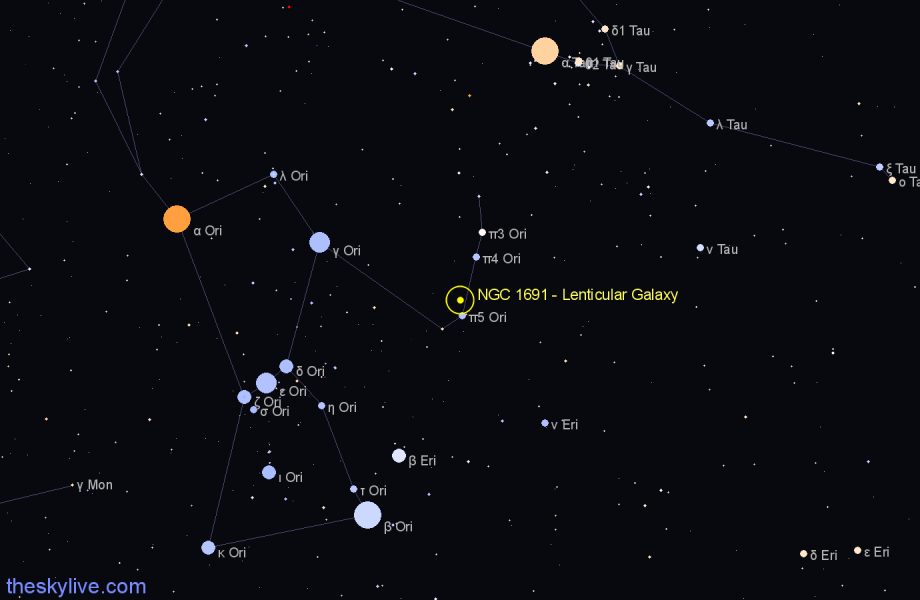 Finder chart NGC 1691 - Lenticular Galaxy in Orion star