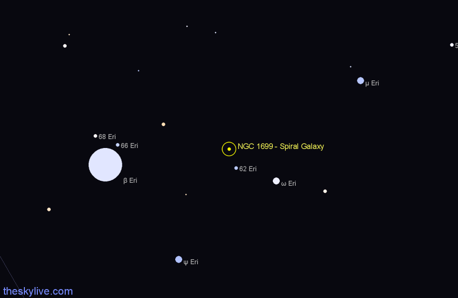 Finder chart NGC 1699 - Spiral Galaxy in Eridanus star