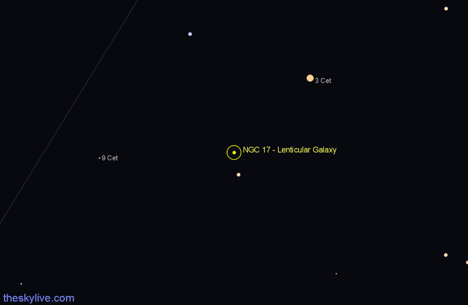 Finder chart NGC 17 - Lenticular Galaxy in Cetus star