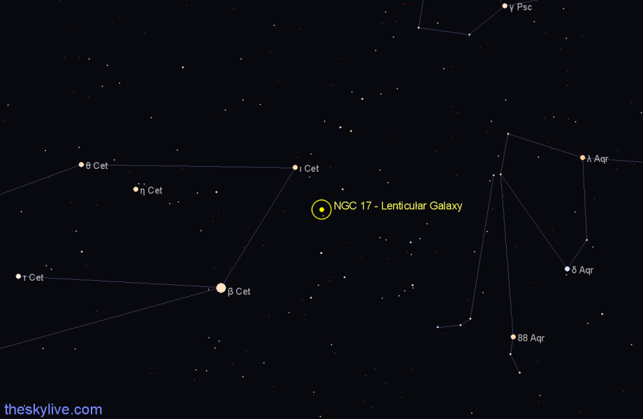 Finder chart NGC 17 - Lenticular Galaxy in Cetus star