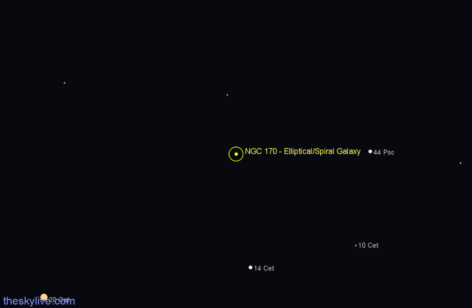 Finder chart NGC 170 - Elliptical/Spiral Galaxy in Cetus star