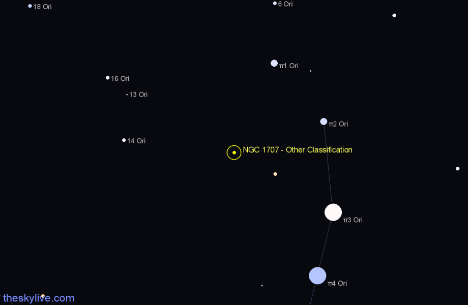 Finder chart NGC 1707 - Other Classification in Orion star