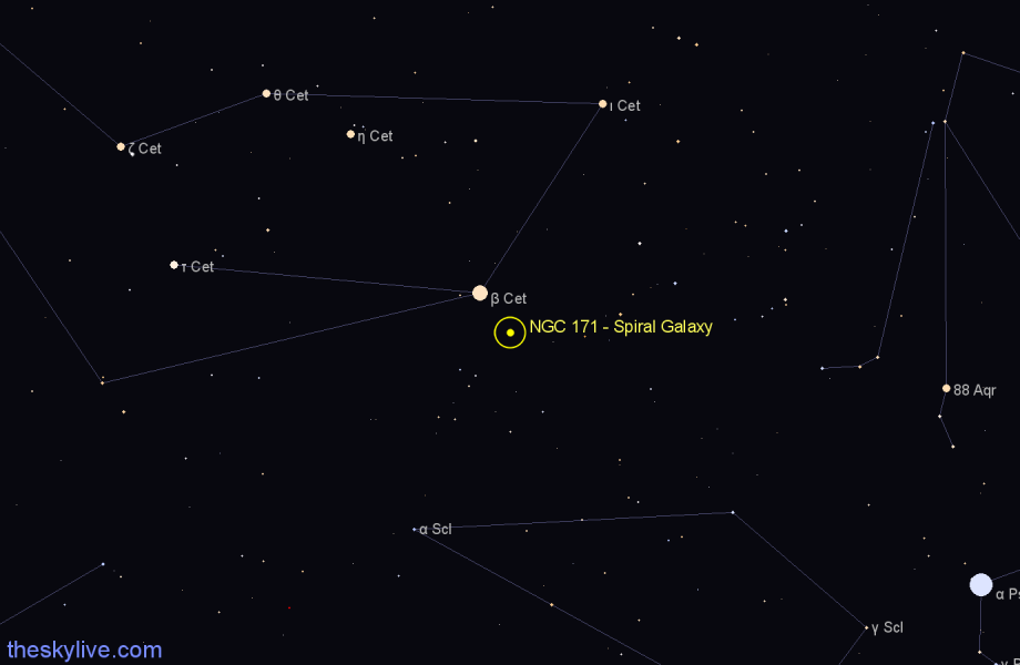 Finder chart NGC 171 - Spiral Galaxy in Cetus star