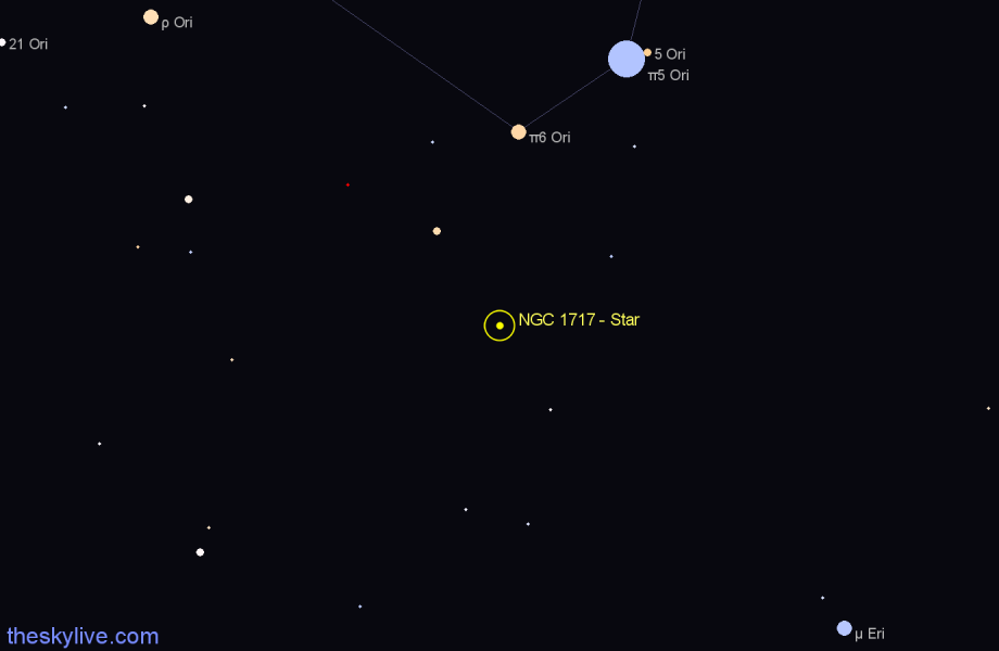 Finder chart NGC 1717 - Star in Orion star