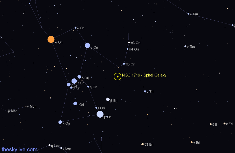 Finder chart NGC 1719 - Spiral Galaxy in Orion star