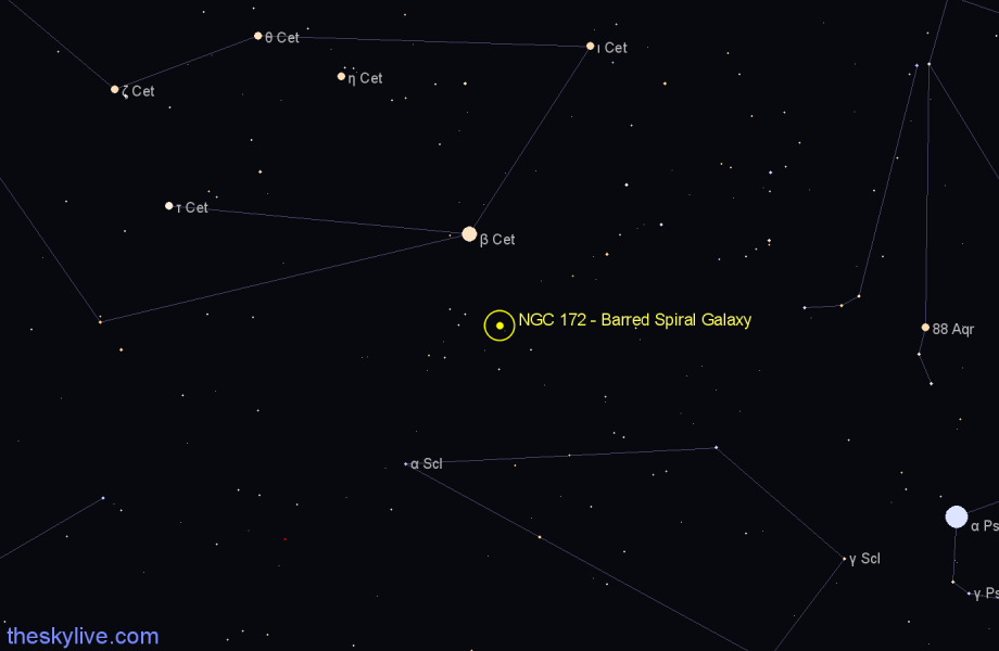 Finder chart NGC 172 - Barred Spiral Galaxy in Cetus star