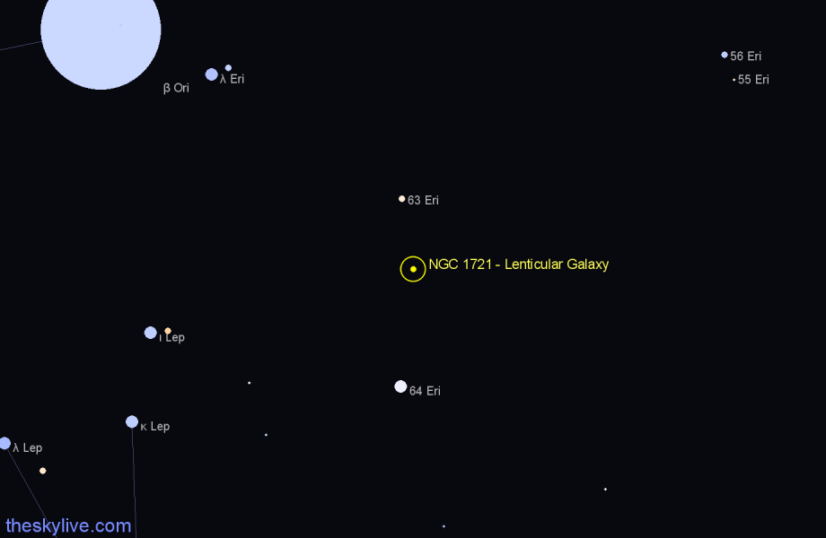 Finder chart NGC 1721 - Lenticular Galaxy in Eridanus star