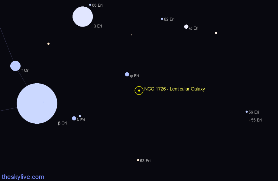 Finder chart NGC 1726 - Lenticular Galaxy in Eridanus star