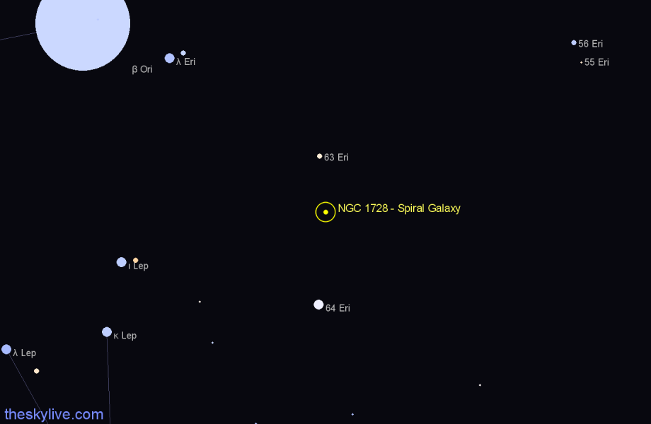 Finder chart NGC 1728 - Spiral Galaxy in Eridanus star