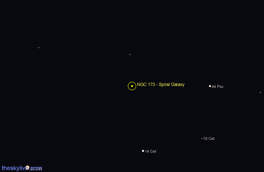 Finder chart NGC 173 - Spiral Galaxy in Cetus star