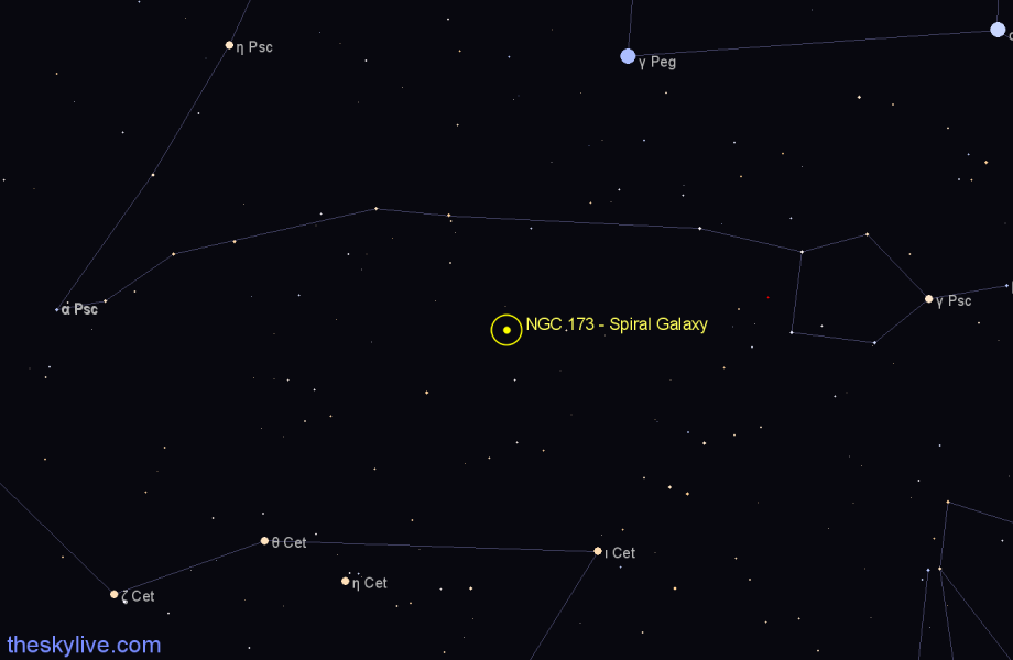 Finder chart NGC 173 - Spiral Galaxy in Cetus star