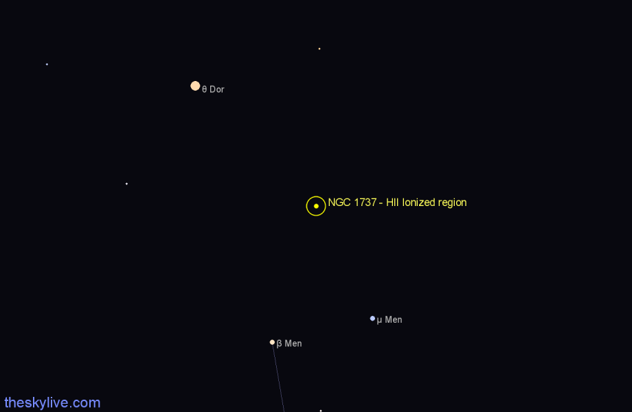 Finder chart NGC 1737 - HII Ionized region in Dorado star