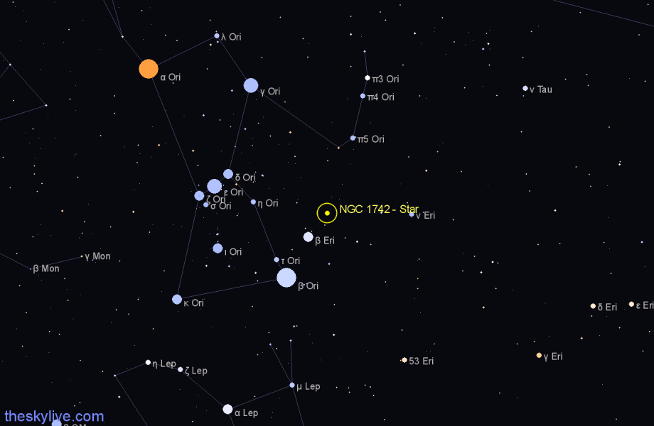Finder chart NGC 1742 - Star in Orion star