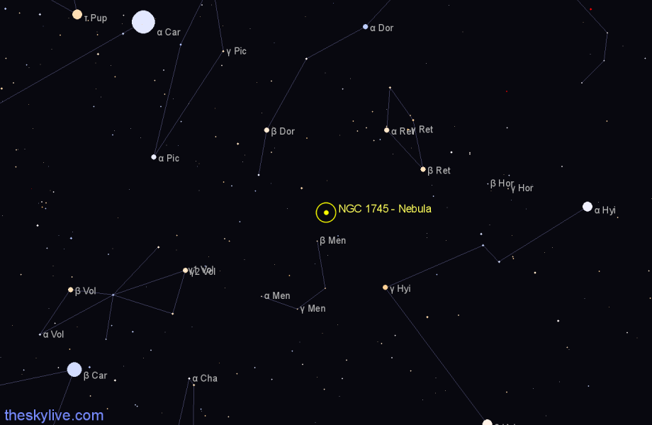 Finder chart NGC 1745 - Nebula in Dorado star
