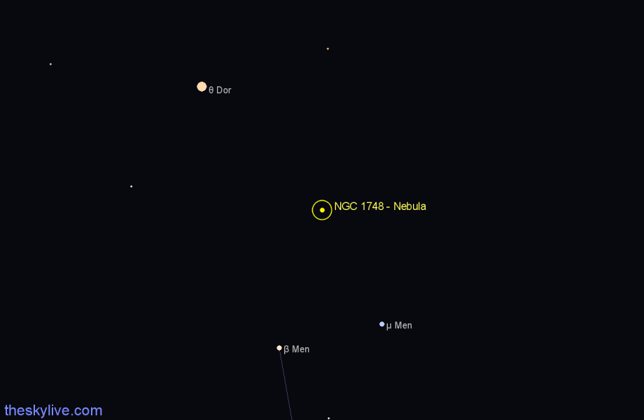 Finder chart NGC 1748 - Nebula in Dorado star