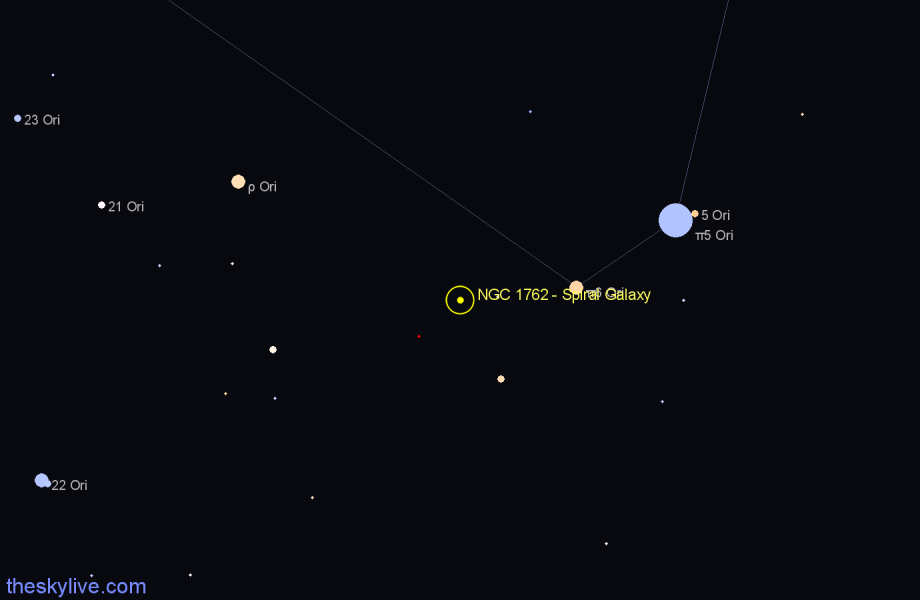 Finder chart NGC 1762 - Spiral Galaxy in Orion star