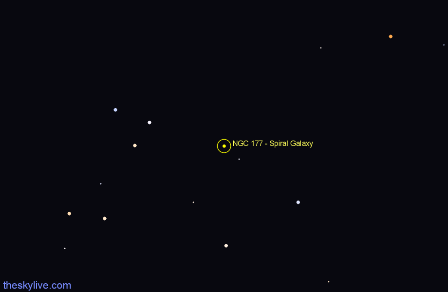 Finder chart NGC 177 - Spiral Galaxy in Cetus star