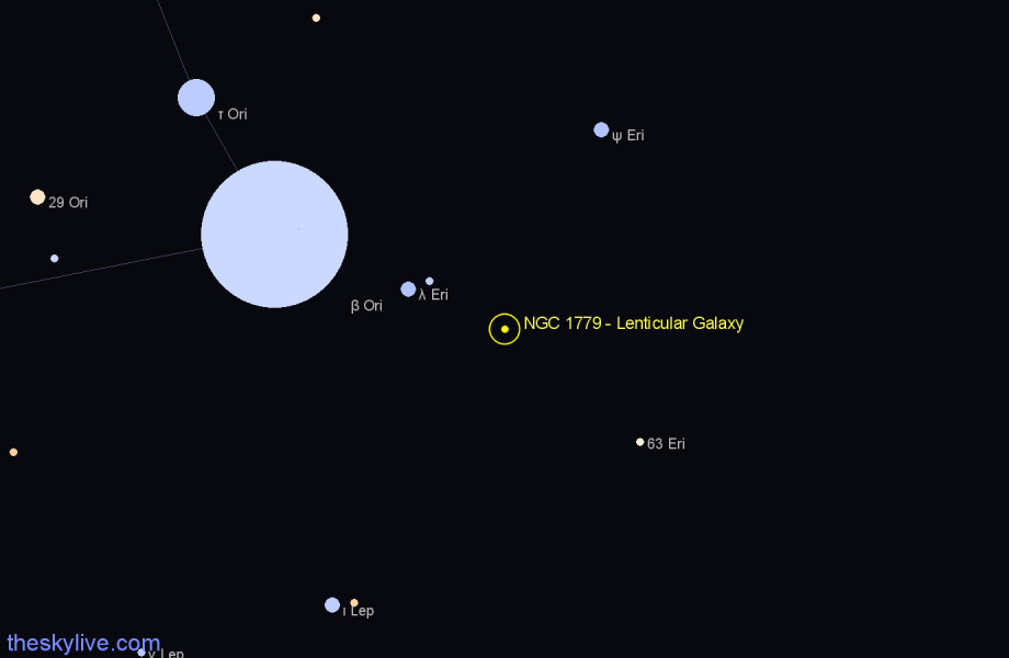 Finder chart NGC 1779 - Lenticular Galaxy in Eridanus star