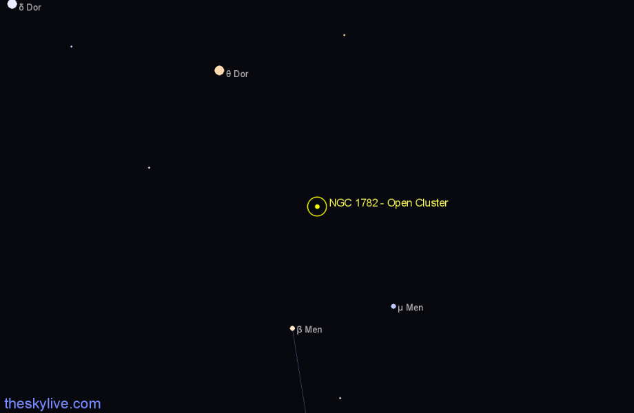 Finder chart NGC 1782 - Open Cluster in Dorado star