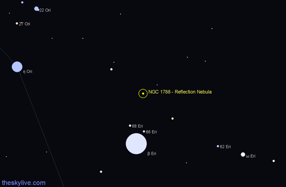 Finder chart NGC 1788 - Reflection Nebula in Orion star