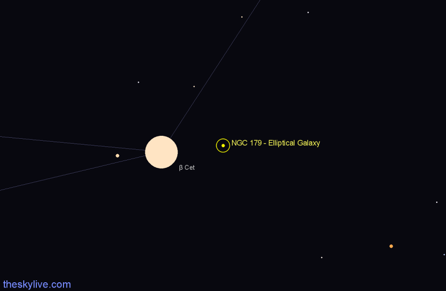 Finder chart NGC 179 - Elliptical Galaxy in Cetus star