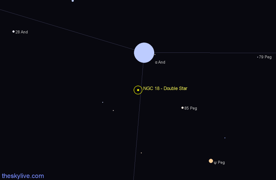 Finder chart NGC 18 - Double Star in Pegasus star