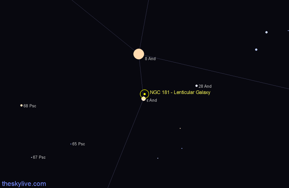 Finder chart NGC 181 - Lenticular Galaxy in Andromeda star