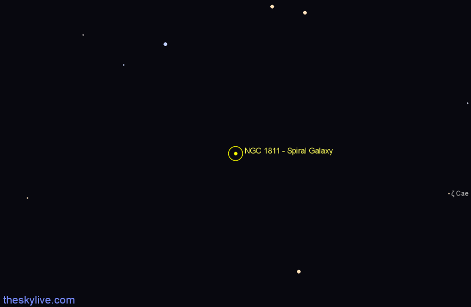 Finder chart NGC 1811 - Spiral Galaxy in Columba star