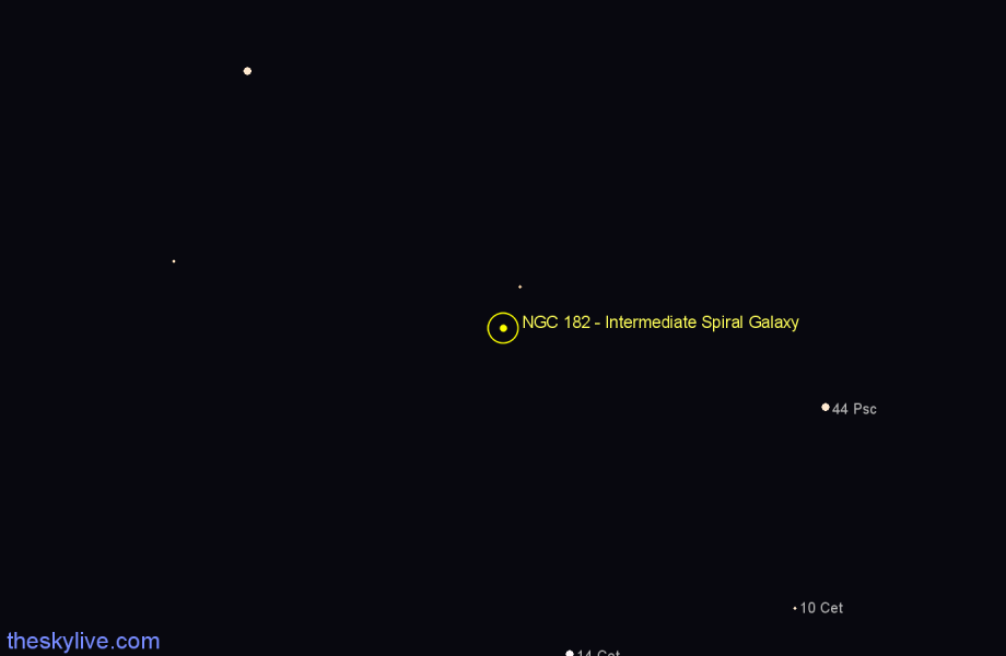 Finder chart NGC 182 - Intermediate Spiral Galaxy in Pisces star