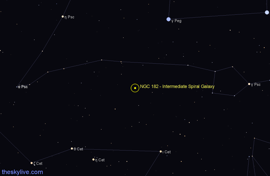 Finder chart NGC 182 - Intermediate Spiral Galaxy in Pisces star