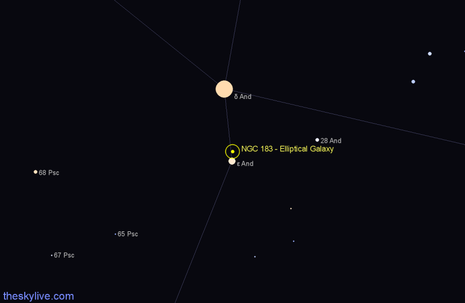 Finder chart NGC 183 - Elliptical Galaxy in Andromeda star