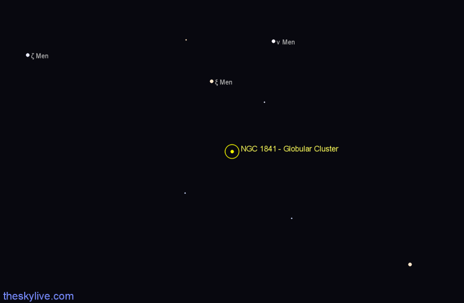 Finder chart NGC 1841 - Globular Cluster in Mensa star