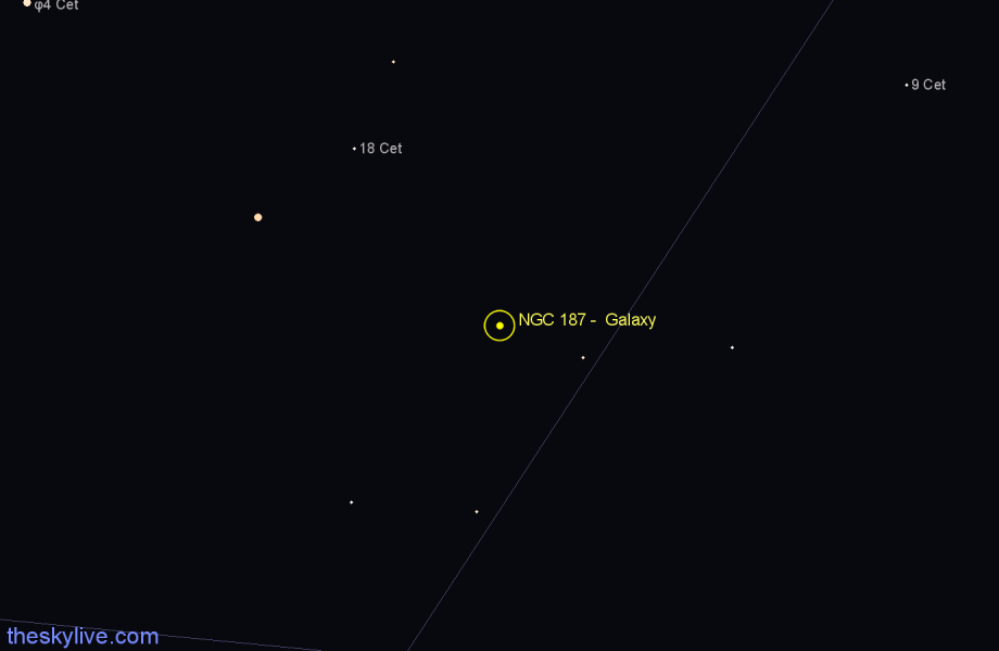 Finder chart NGC 187 -  Galaxy in Cetus star