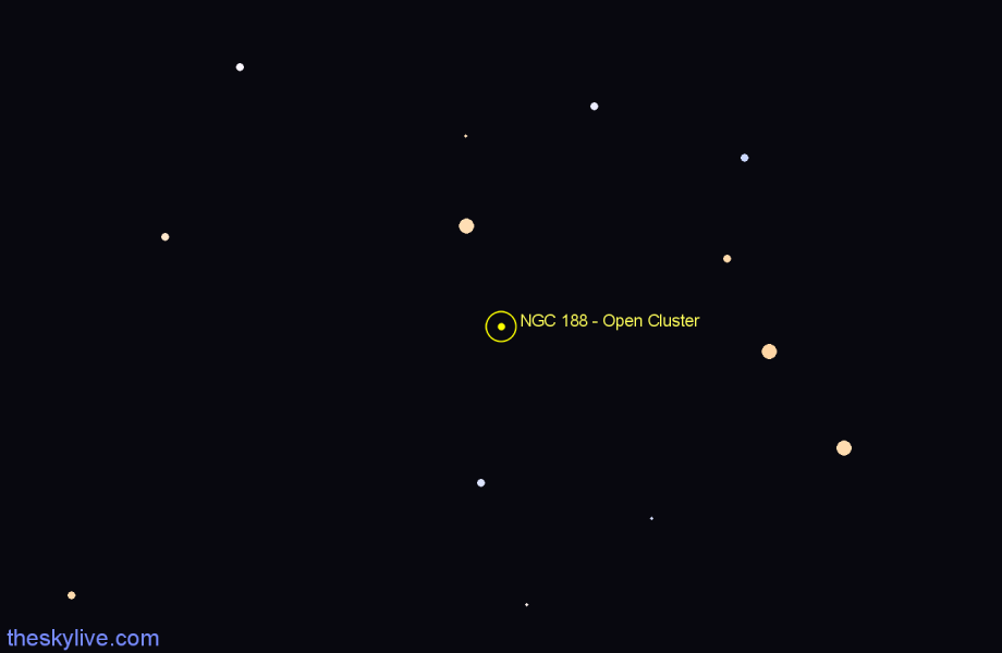 Finder chart NGC 188 - Open Cluster in Cepheus star