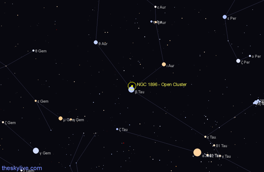 Finder chart NGC 1896 - Open Cluster in Auriga star