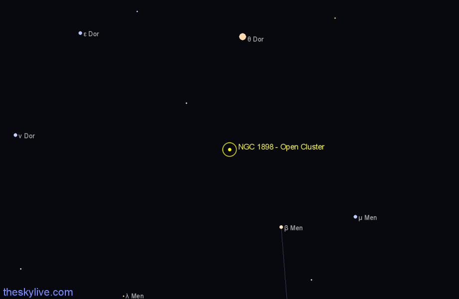Finder chart NGC 1898 - Open Cluster in Dorado star
