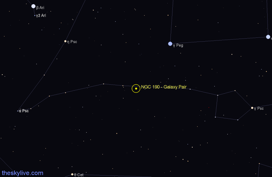 Finder chart NGC 190 - Galaxy Pair in Pisces star