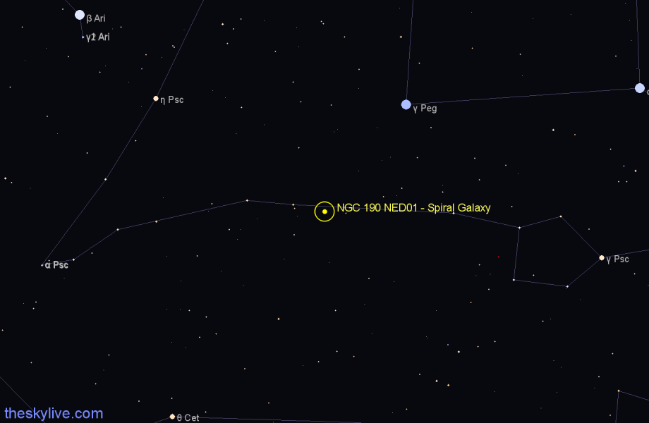 Finder chart NGC 190 NED01 - Spiral Galaxy in Pisces star