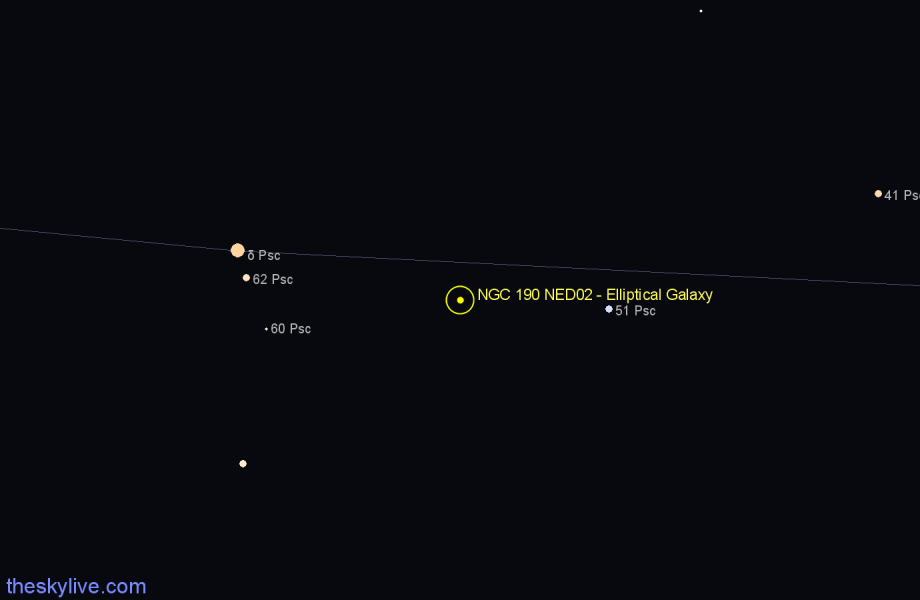 Finder chart NGC 190 NED02 - Elliptical Galaxy in Pisces star