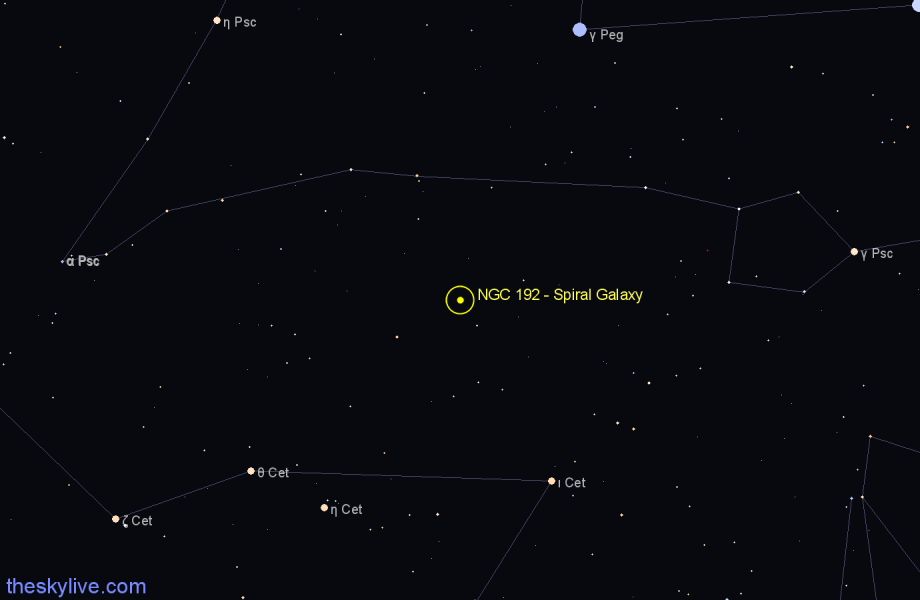 Finder chart NGC 192 - Spiral Galaxy in Cetus star