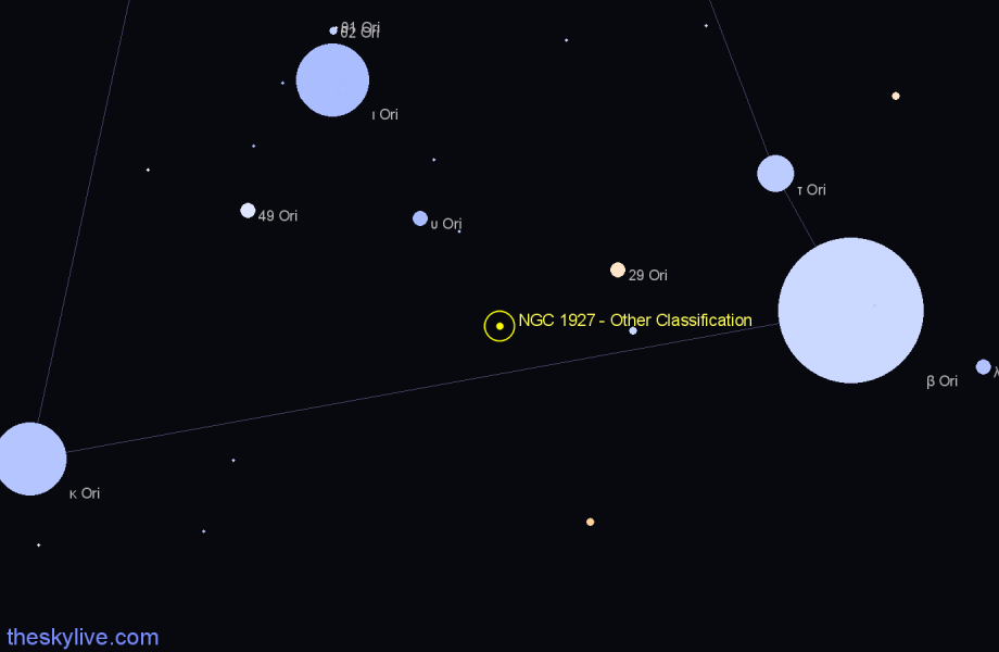 Finder chart NGC 1927 - Other Classification in Orion star