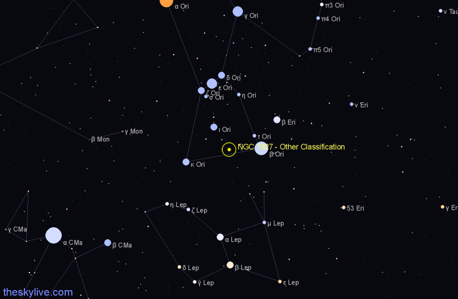 Finder chart NGC 1927 - Other Classification in Orion star